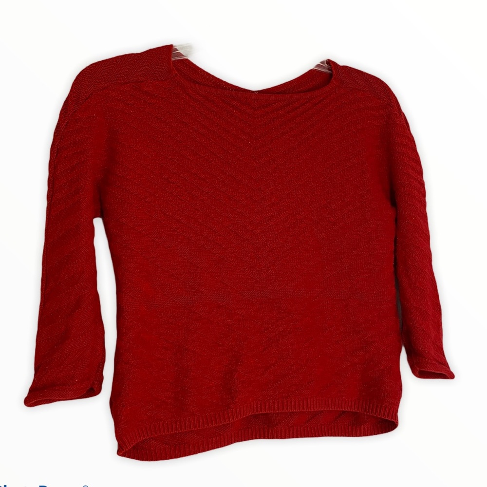 Olsen Red Cropped Dolman Sleeve Sweater Size M